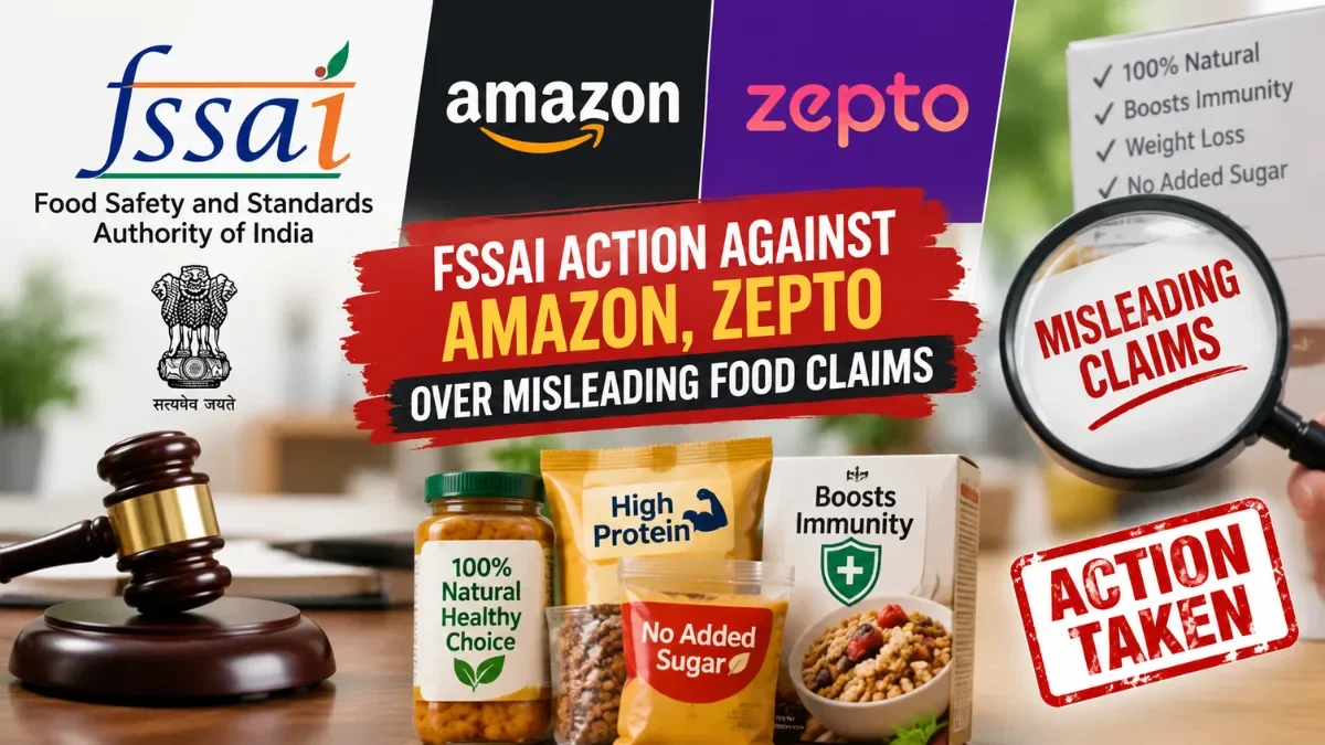 FSSAI Takes Action Against Amazon, Zepto and 3 Other Platforms Over Misleading Food Claims