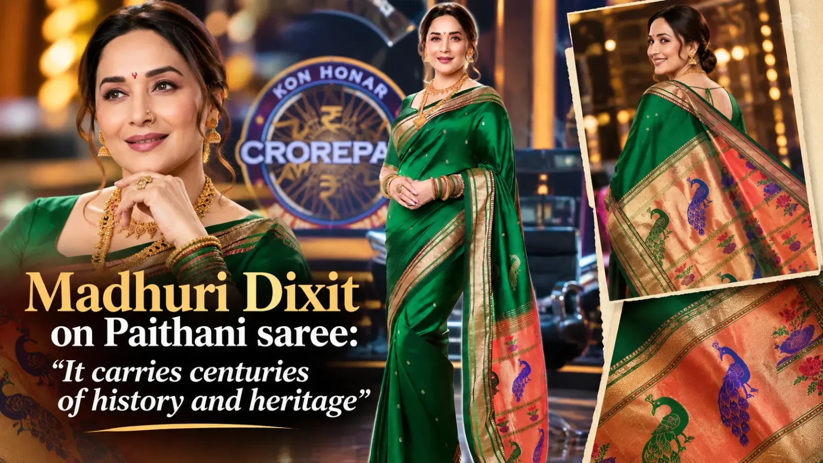 Madhuri Dixit Celebrates Maharashtra’s Paithani Heritage Ahead of ‘Kon Honar Crorepati’ Premiere