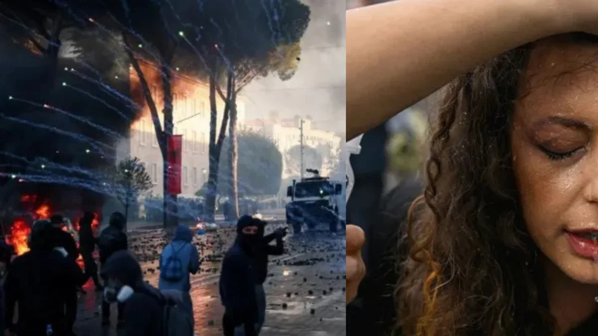 Tirana Protests: Police Lines Breached, Justice Ministry Ablaze